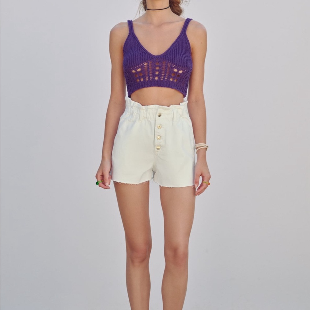 ZARA Buttoned Paperbag Baggy Denim Shorts